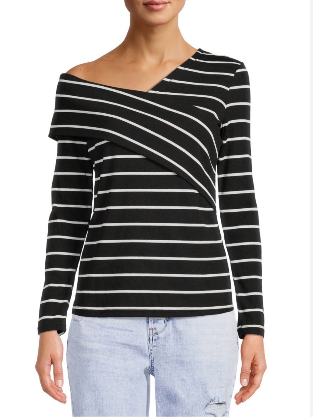 Nine.Eight Women’s Off Shoulder Wrap Top with Long Sleeves <<<407>>>